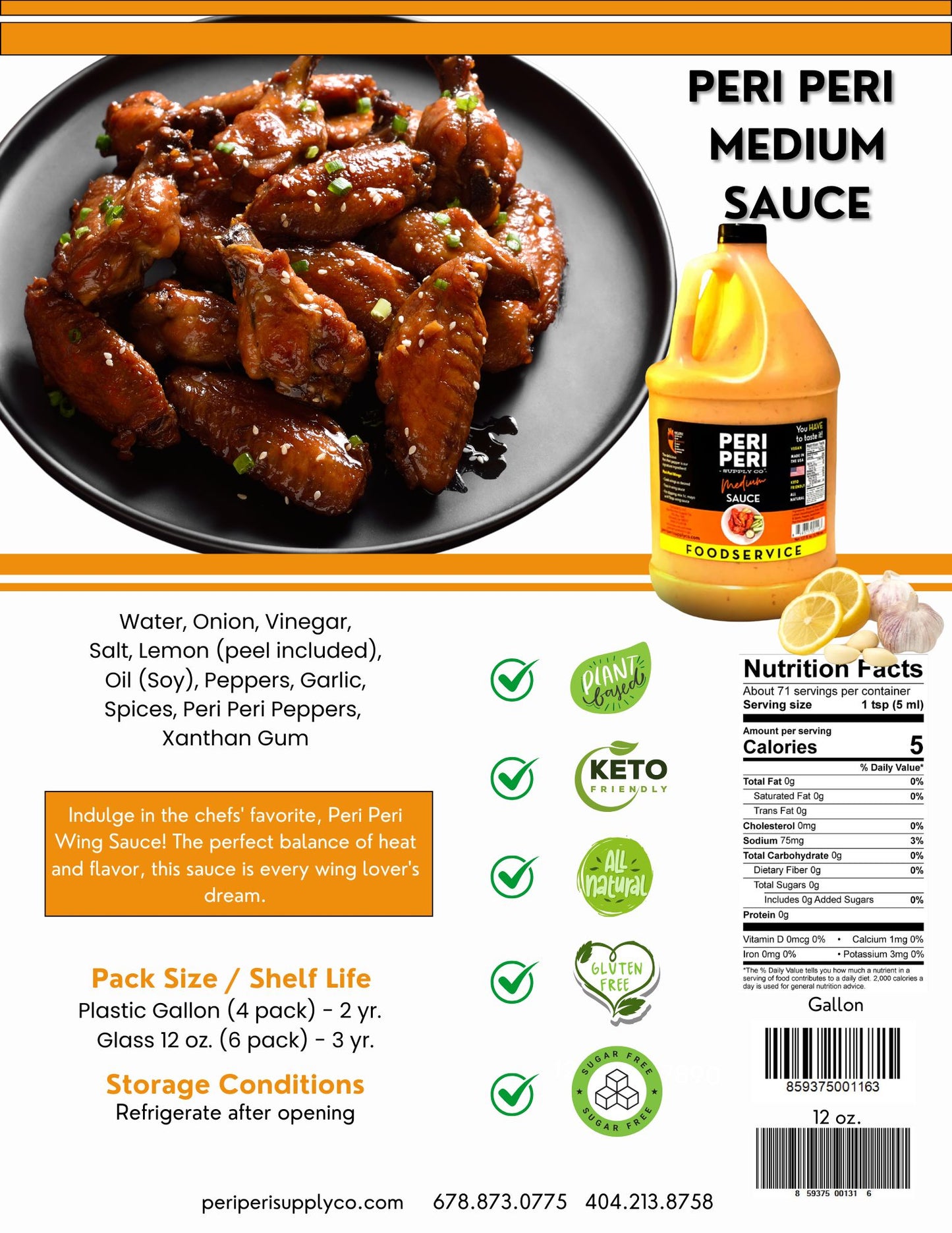 Medium Peri Peri - 4 Gallons per case - Wholesale