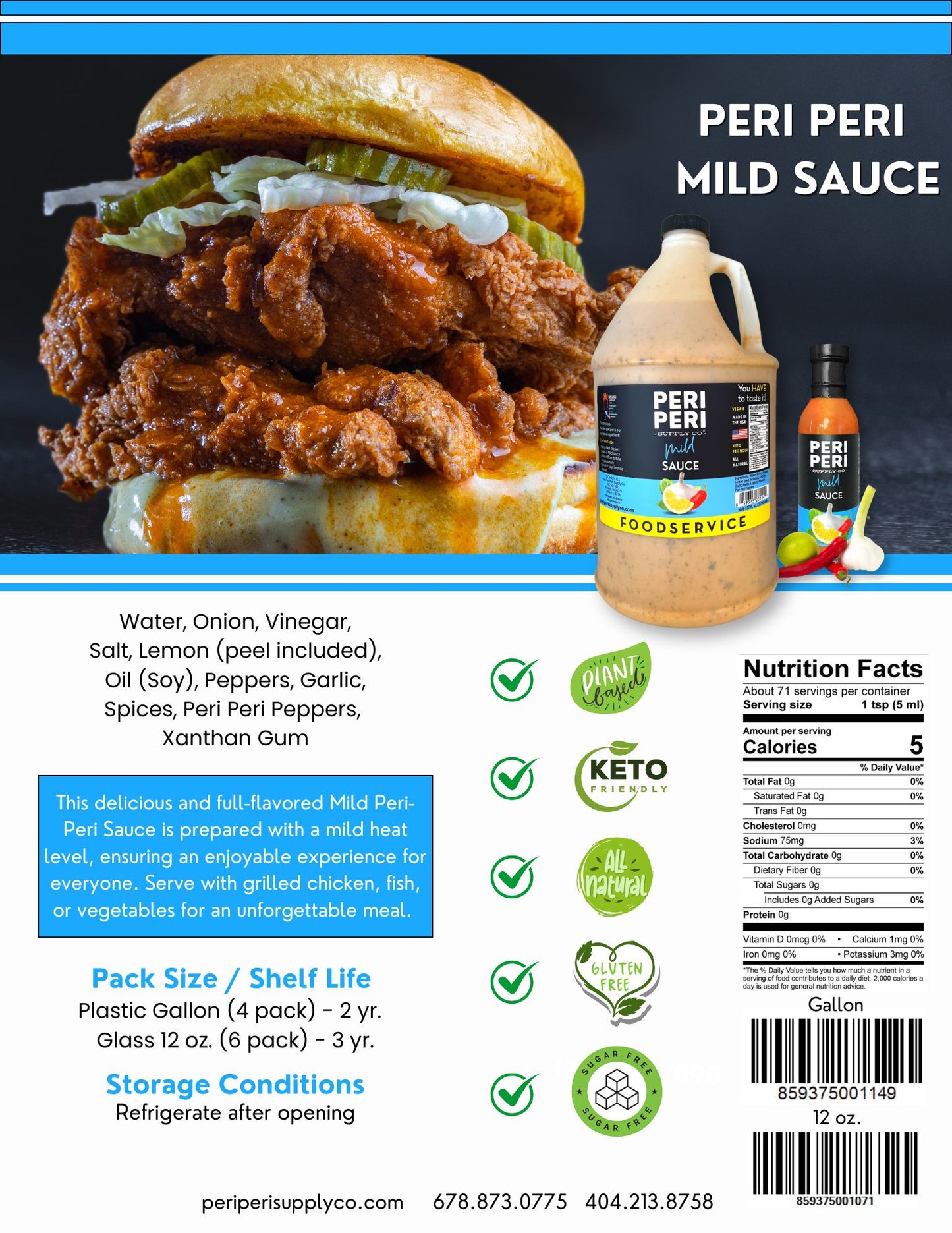 Mild Peri Peri Sauce - 1 Gallon